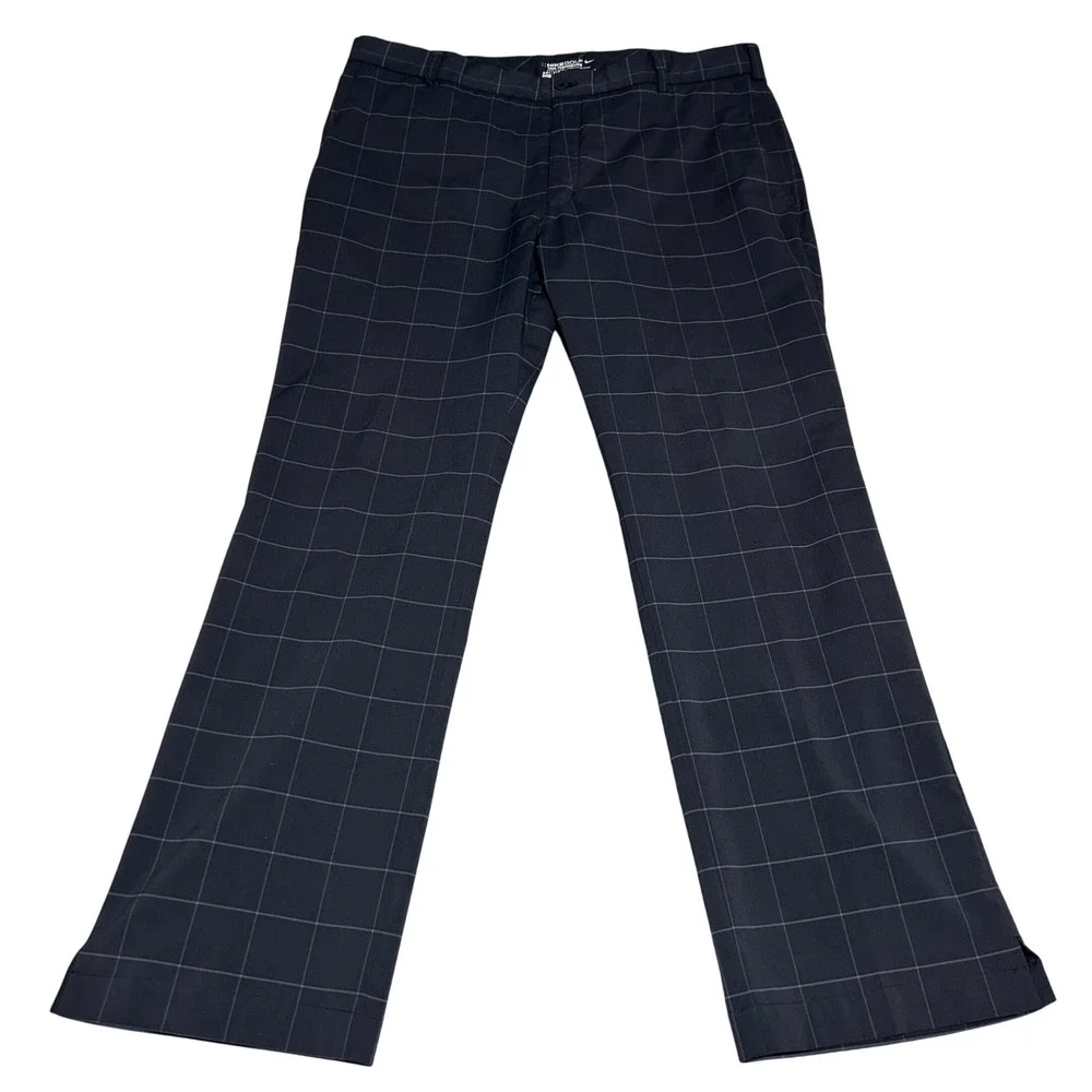 Nike Golf Pants Mens 36 30 Black Plaid Dri-FIT Tour Performance Windowpane